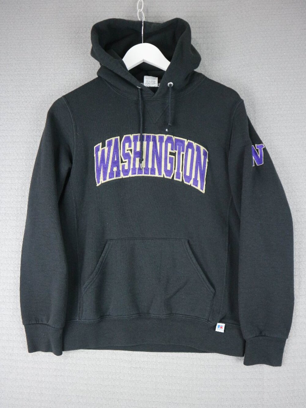 Russell Athletic Washington University Spellout Hoodie Black Adult Small